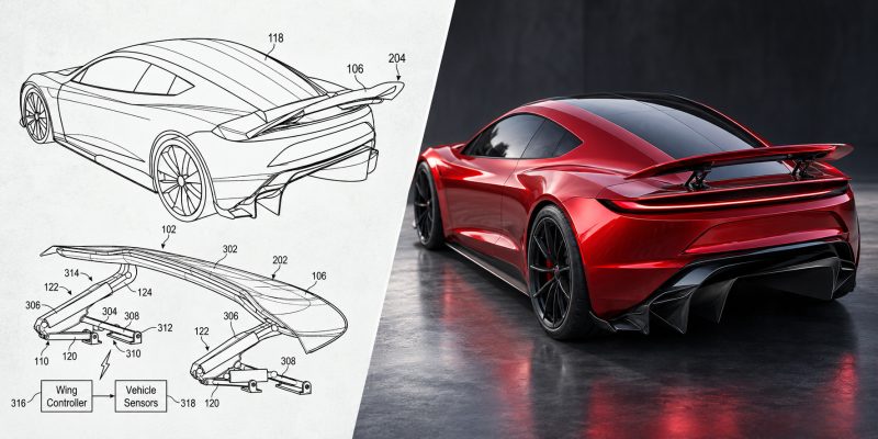 Патент Tesla показывает новый Roadster со скрытым задним антикрылом с прижимной силой 700 кг