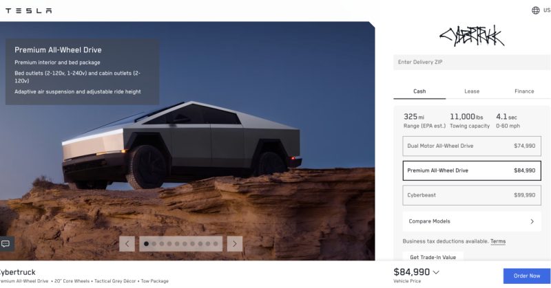 Cybertruck больше не скрыт за Model S и Model X