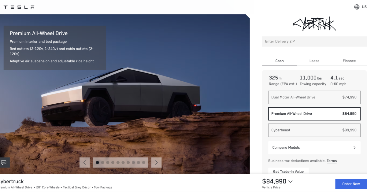 Cybertruck больше не скрыт за Model S и Model X