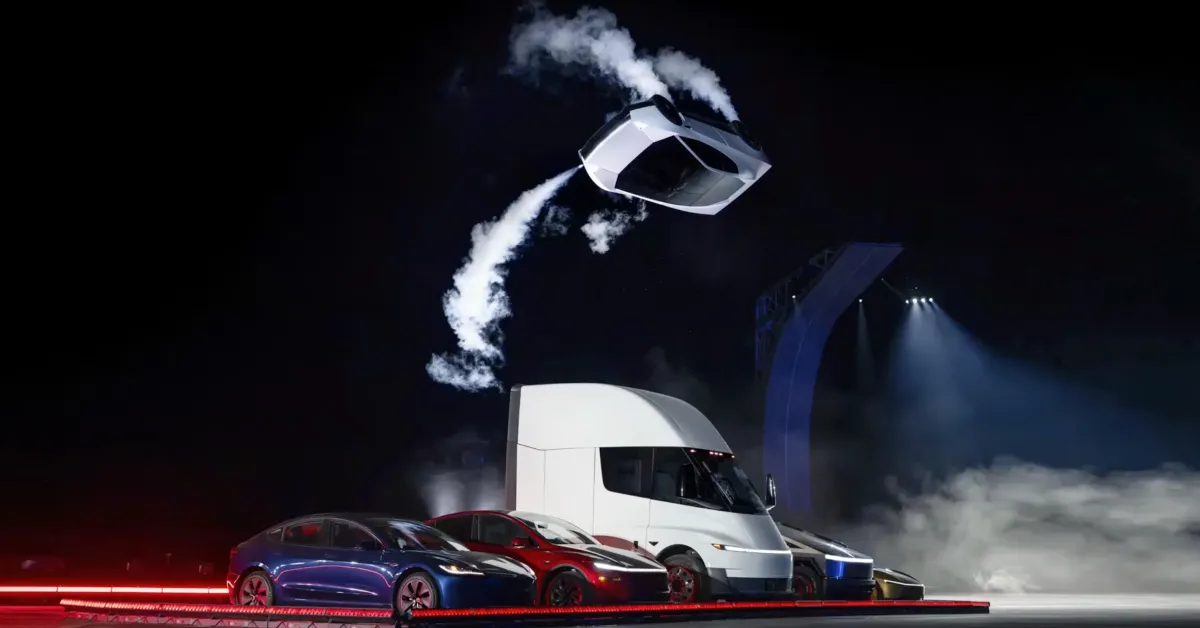 Tesla показала новый Roadster в стиле Cyber с трюками в воздухе